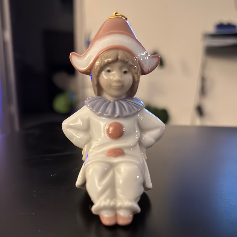 Lladro Porcelain Clown Figurine with Pink Accents